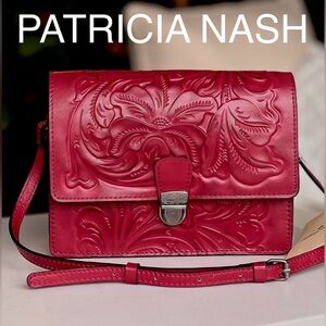 PATRICIA NASH Lanza tooled leather crossbody bag red